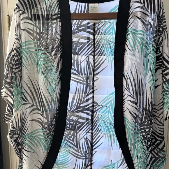 Catalina Other - Catalina Black and Green Leaf Kimono cover up large‎ 12/14
